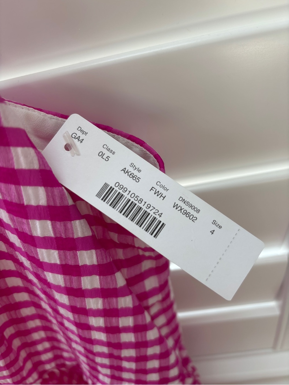 JCrew J Crew Pleated Pink Midi Dress in Crinkle Gingham Size 4 NWT - Picture 2 of 4